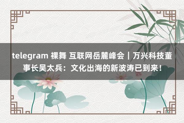 telegram 裸舞 互联网岳麓峰会｜万兴科技董事长吴太兵：文化出海的新波涛已到来！