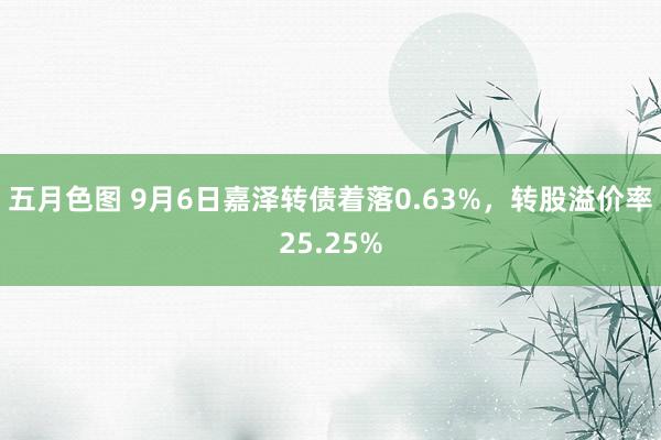 五月色图 9月6日嘉泽转债着落0.63%，转股溢价率25.25%