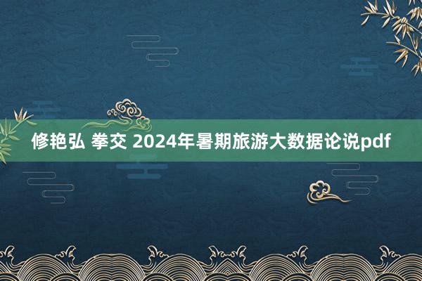 修艳弘 拳交 2024年暑期旅游大数据论说pdf