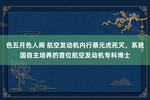 色五月色人阁 航空发动机内行蔡元虎死灭，系我国自主培养的首位航空发动机专科博士