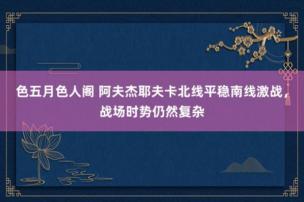 色五月色人阁 阿夫杰耶夫卡北线平稳南线激战，战场时势仍然复杂