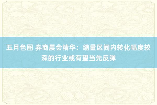 五月色图 券商晨会精华：缩量区间内转化幅度较深的行业或有望当先反弹