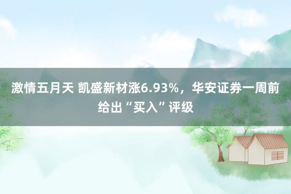 激情五月天 凯盛新材涨6.93%，华安证券一周前给出“买入”评级