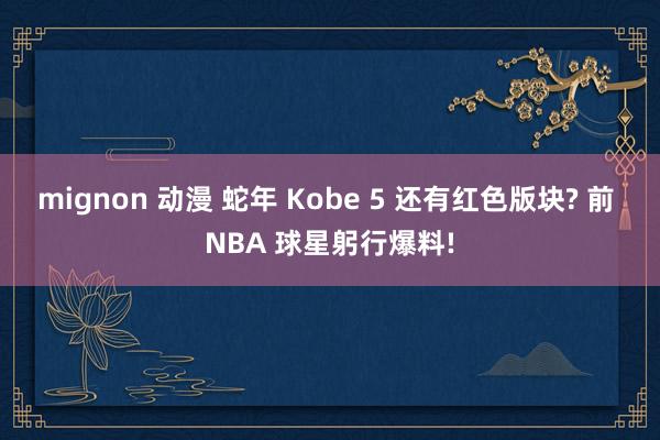 mignon 动漫 蛇年 Kobe 5 还有红色版块? 前 NBA 球星躬行爆料!