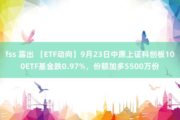 fss 露出 【ETF动向】9月23日中原上证科创板100ETF基金跌0.97%，份额加多5500万