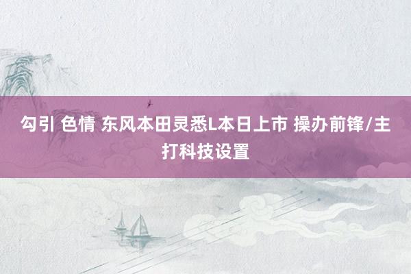 勾引 色情 东风本田灵悉L本日上市 操办前锋/主打科技设置