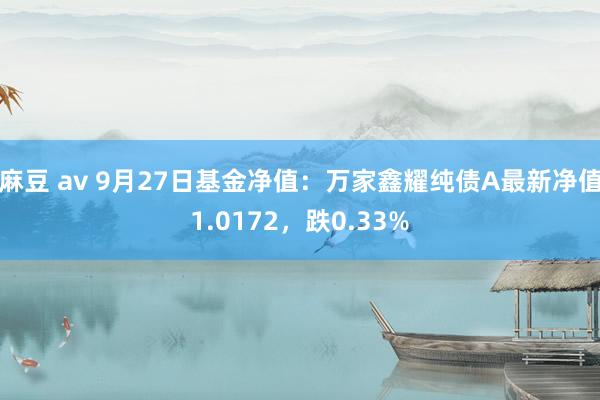 麻豆 av 9月27日基金净值：万家鑫耀纯债A最新净值1.0172，跌0.33%