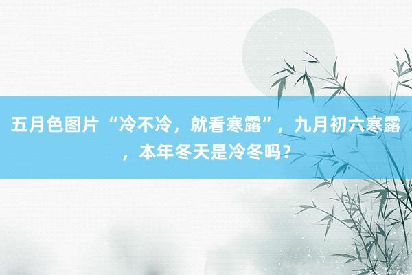 五月色图片 “冷不冷，就看寒露”，九月初六寒露，本年冬天是冷冬吗？