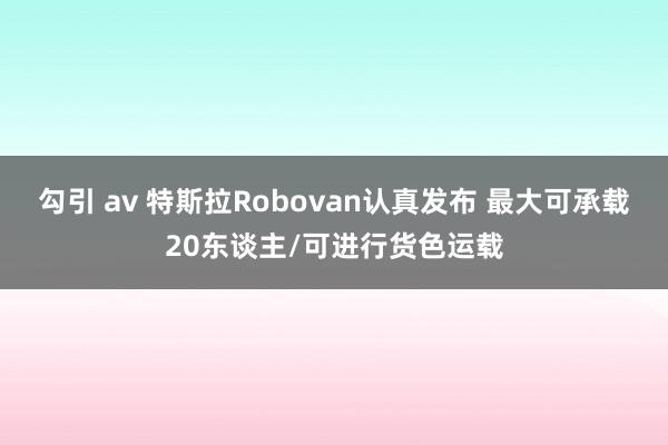 勾引 av 特斯拉Robovan认真发布 最大可承载20东谈主/可进行货色运载