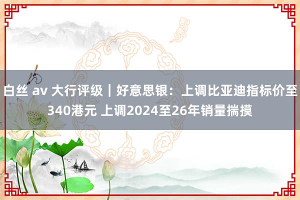 白丝 av 大行评级｜好意思银：上调比亚迪指标价至340港元 上调2024至26年销量揣摸