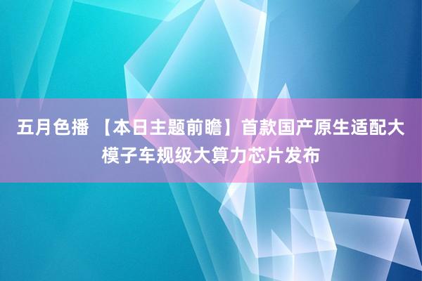 五月色播 【本日主题前瞻】首款国产原生适配大模子车规级大算力芯片发布