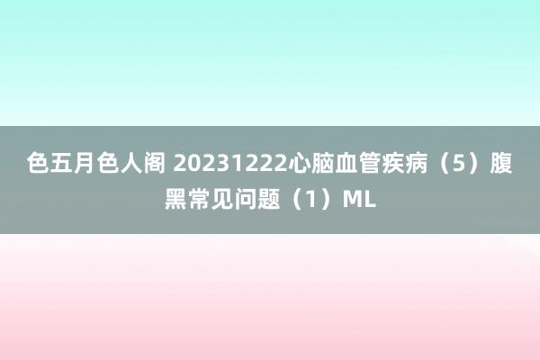 色五月色人阁 20231222心脑血管疾病（5）腹黑常见问题（1）ML