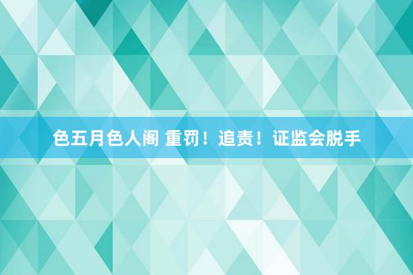 色五月色人阁 重罚！追责！证监会脱手