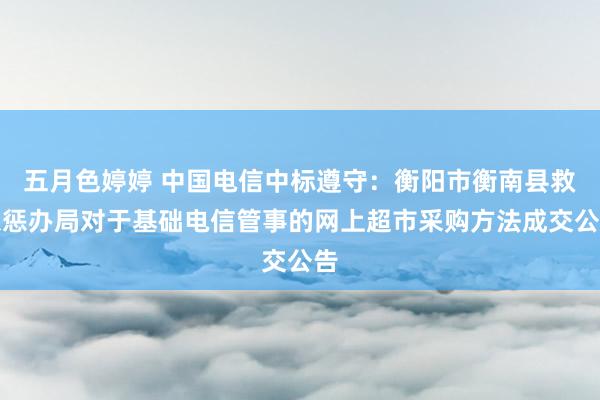 五月色婷婷 中国电信中标遵守：衡阳市衡南县救急惩办局对于基础电信管事的网上超市采购方法成交公告