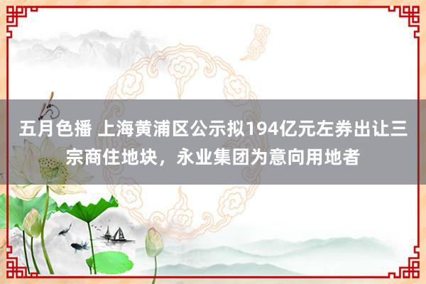 五月色播 上海黄浦区公示拟194亿元左券出让三宗商住地块，永业集团为意向用地者