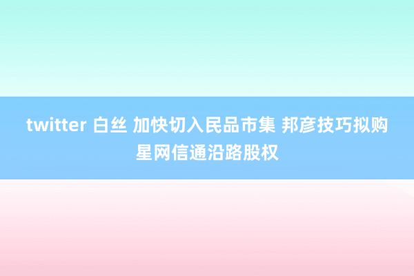 twitter 白丝 加快切入民品市集 邦彦技巧拟购星网信通沿路股权