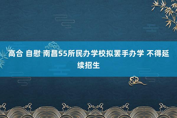 高合 自慰 南昌55所民办学校拟罢手办学 不得延续招生