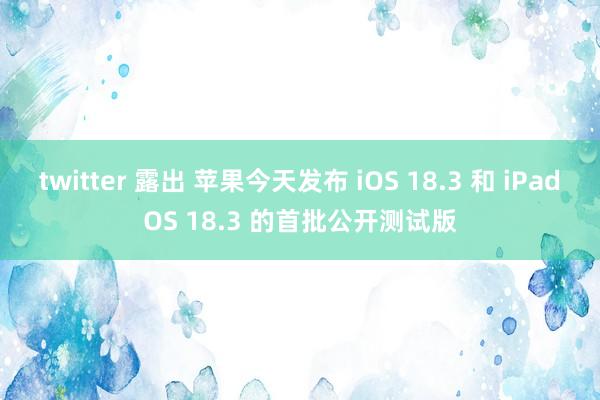 twitter 露出 苹果今天发布 iOS 18.3 和 iPadOS 18.3 的首批公开测试版