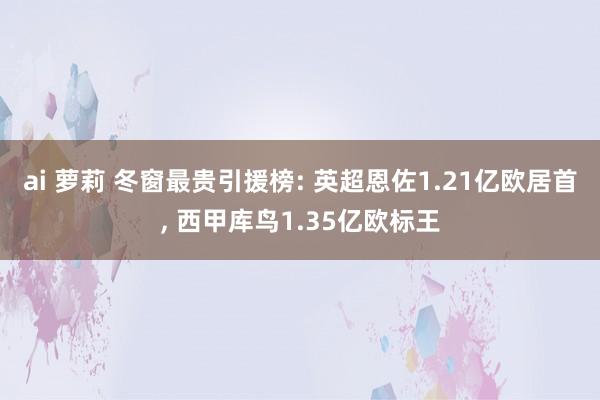 ai 萝莉 冬窗最贵引援榜: 英超恩佐1.21亿欧居首， 西甲库鸟1.35亿欧标王