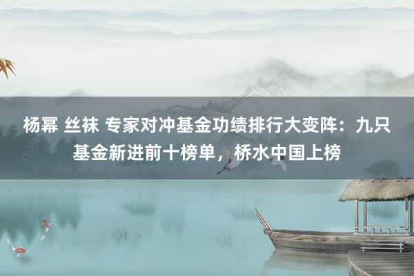 杨幂 丝袜 专家对冲基金功绩排行大变阵：九只基金新进前十榜单，桥水中国上榜